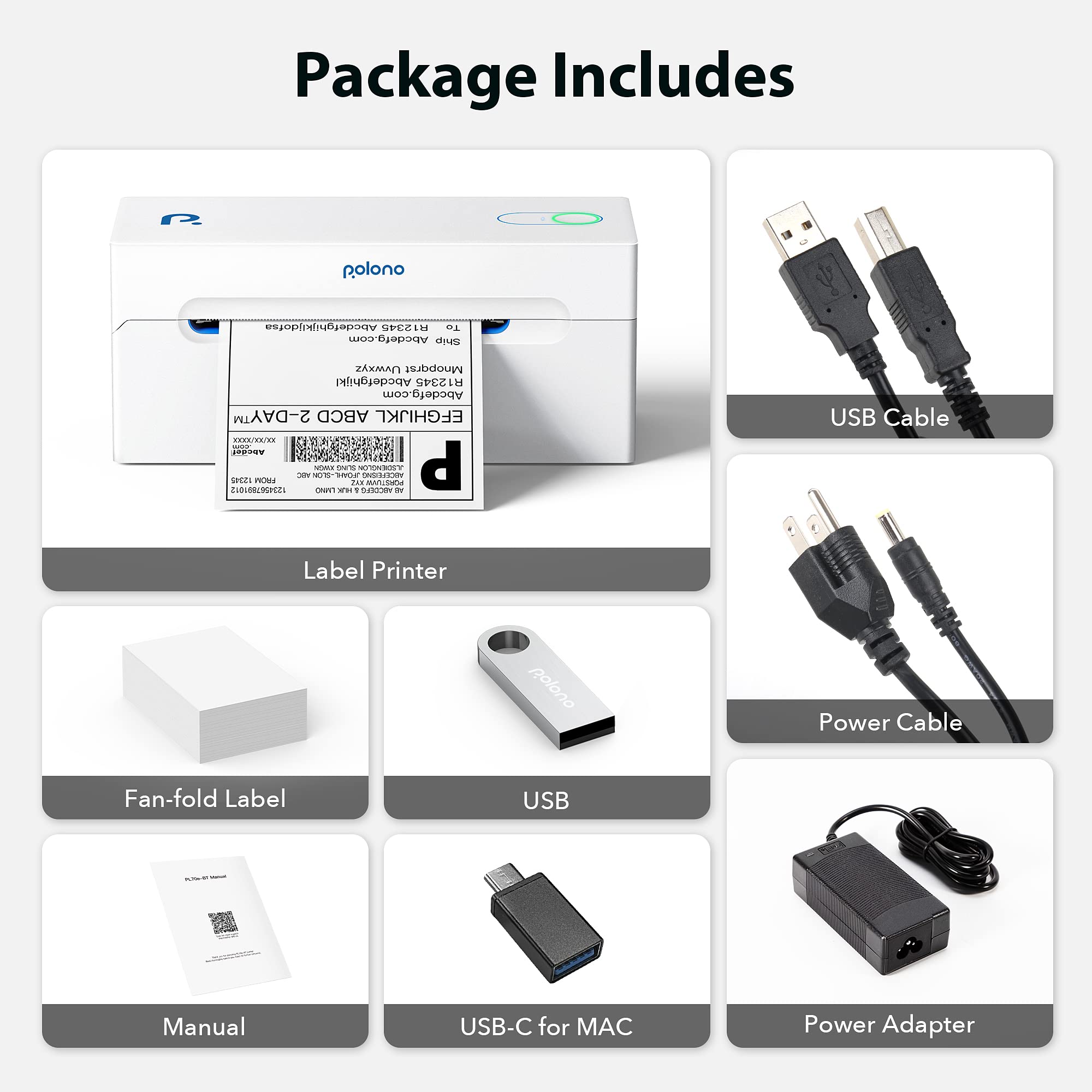 Thermal Label Printer, POLONO PL60 4x6 Label Printer deals for Shipping Packages, Ther