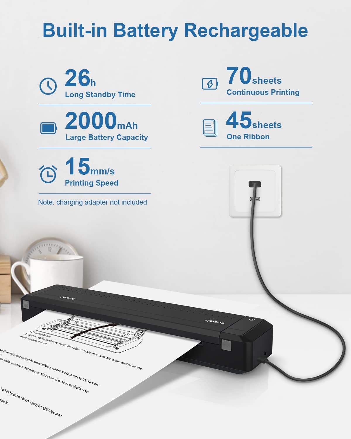 Portable Printer, POLONO selling MT800 2.0 Wireless Bluetooth Thermal Printer