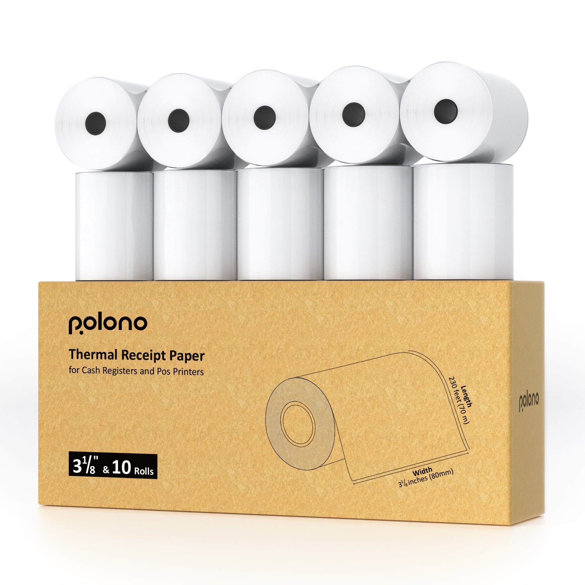 3 1/8” x 230' Thermal Paper Rolls - BPA FREE AND MADE IN THE USA – Receipt  paper rolls – Point of Sale Cash Register - Thermal printer paper - Credit