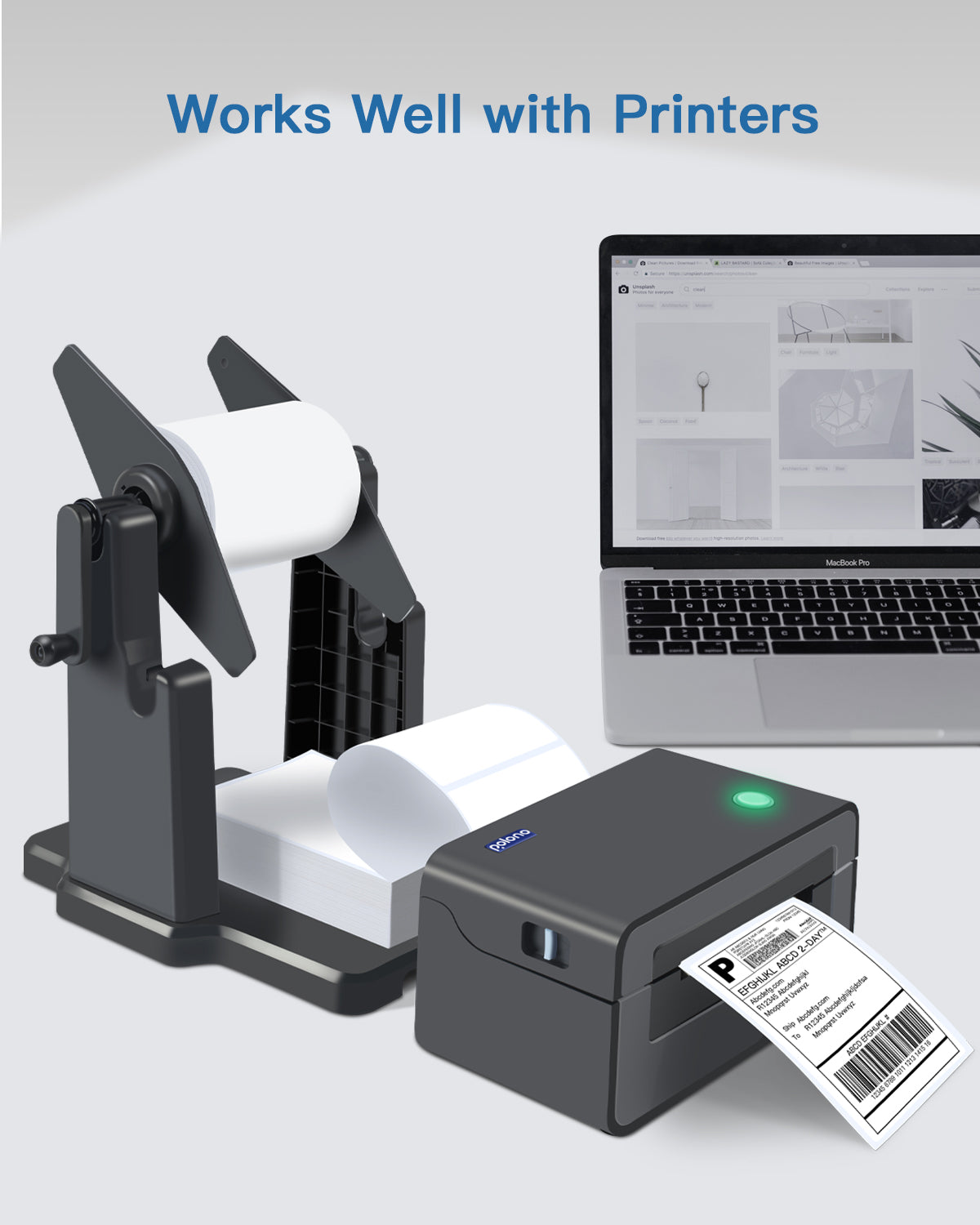 Thermal printer with paper outlet and holder