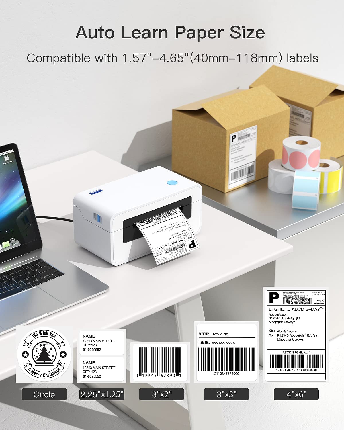 POLONO Shipping Label Printer, PL60 store 4x6 Label Printer for Shipping Packages